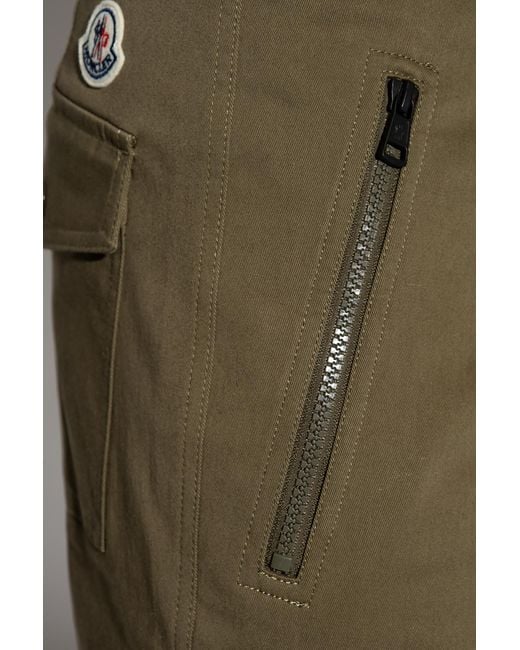 Moncler Green Logo Patch Cropped Cargo Pants for men