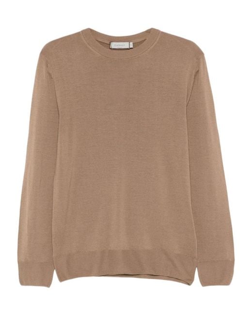 Canali Brown Crew-Neck Pullover for men