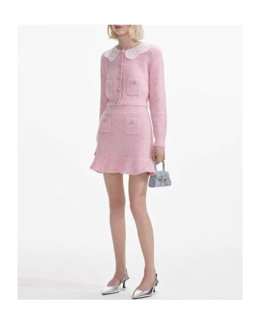 Self-Portrait Pink Knitted Mini Skirt