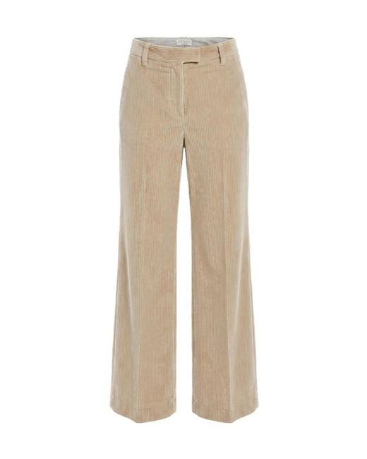Brunello Cucinelli Natural Cotton Corduroy Wide-Flare Trousers With Monili
