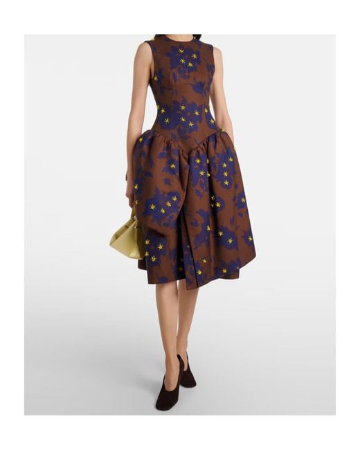 ShuShu/Tong Purple Floral Cotton Midi Dress