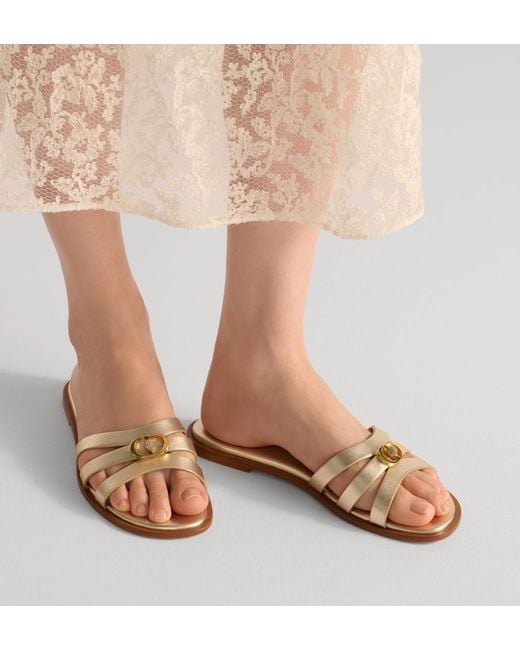 Dior White Strappy Embellished Flat Sandals
