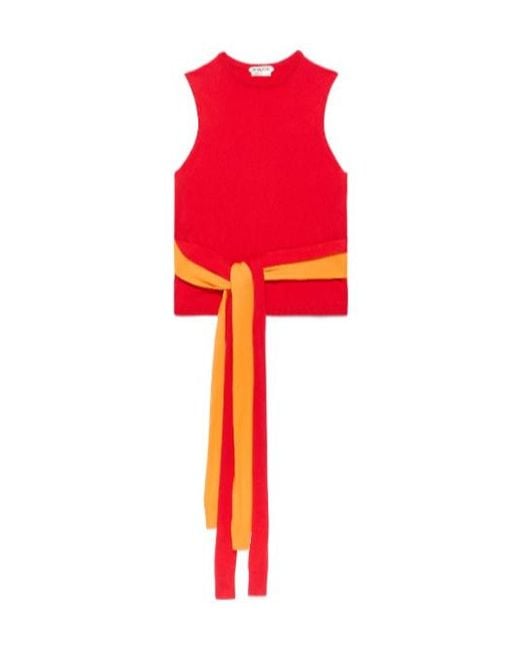 J.W. Anderson Red Jw Anderson Tie-Waist Knitted Top