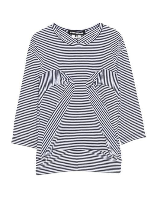 Junya Watanabe Blue Crewneck Striped Panelled T-Shirt