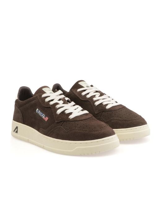Autry Brown Logo Embossed Lace-Up Sneakers for men