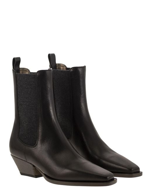 Brunello Cucinelli Black Pointed Toe Ankle Boots