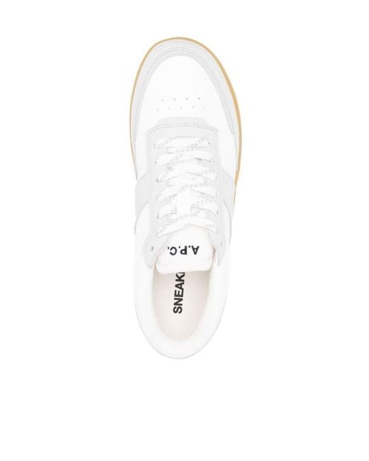 A.P.C. White Plain Lace-Up Sneakers for men