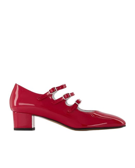 CAREL PARIS Red Kina Buckle Mary Jane High Heels