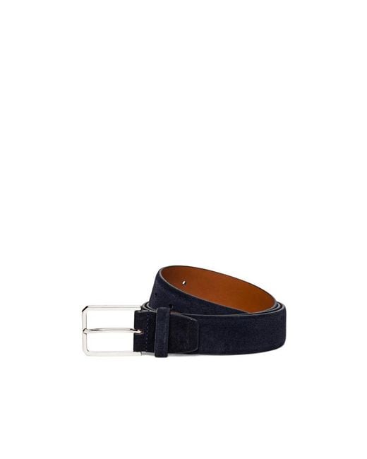 Santoni Blue Rectangular Buckle Leather Belt for men