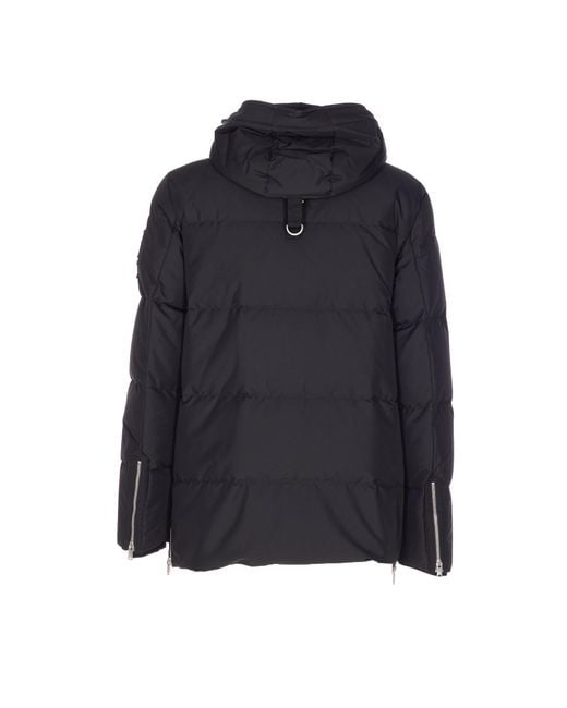 Moose Knuckles Blue Logo Plaque Hooded Puffer Jacket for men