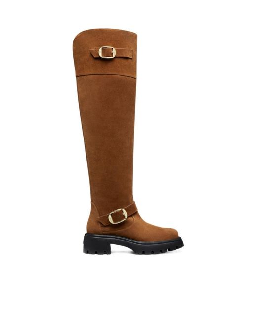 Stuart Weitzman Brown 50Mm Emerson Moto Boots