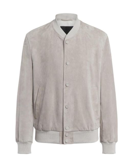 Dondup Gray Regular-Fit Suede Bomber Jacket for men