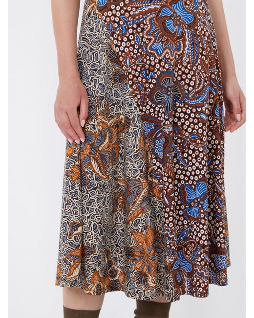 Weekend by Maxmara Brown Cotton Clash Print Midi Dress