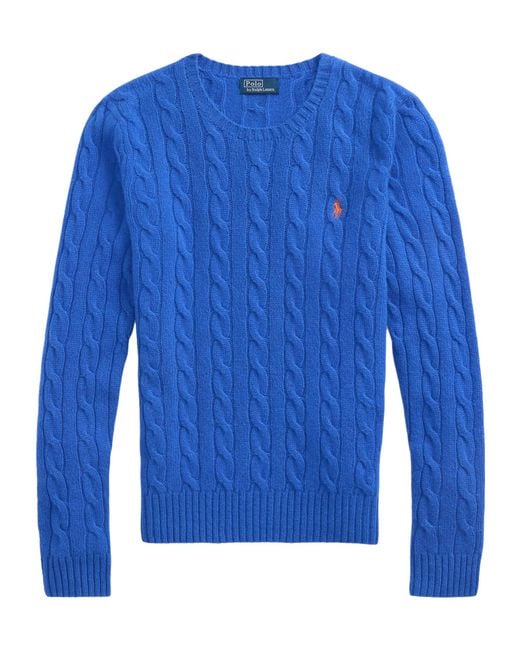 Polo Ralph Lauren Blue Logo Embroidered Cable-Knitted Jumper
