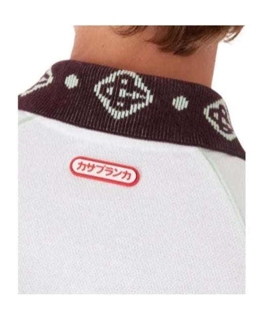 Casablanca White Logo Short-Sleeved Polo Shirt for men