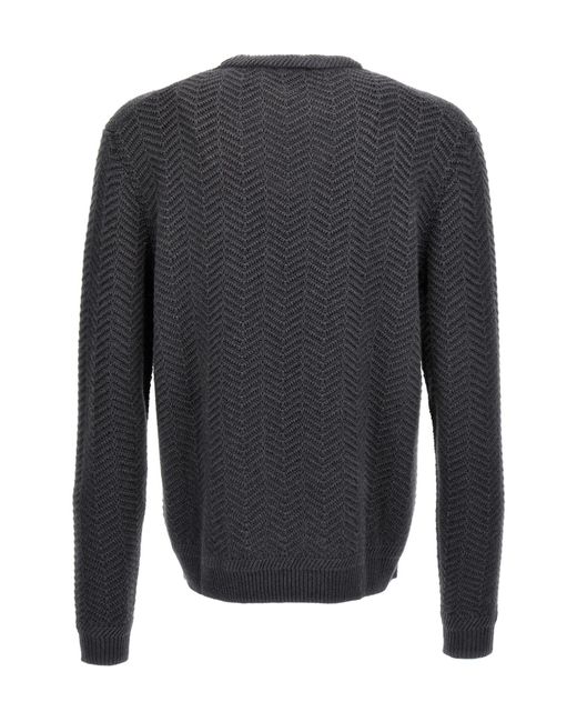 Brioni Gray Chevron-Knitted Cashmere Jumper for men