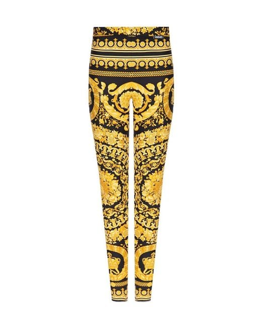 Versace Metallic Barocco-Printed High Waist Leggings
