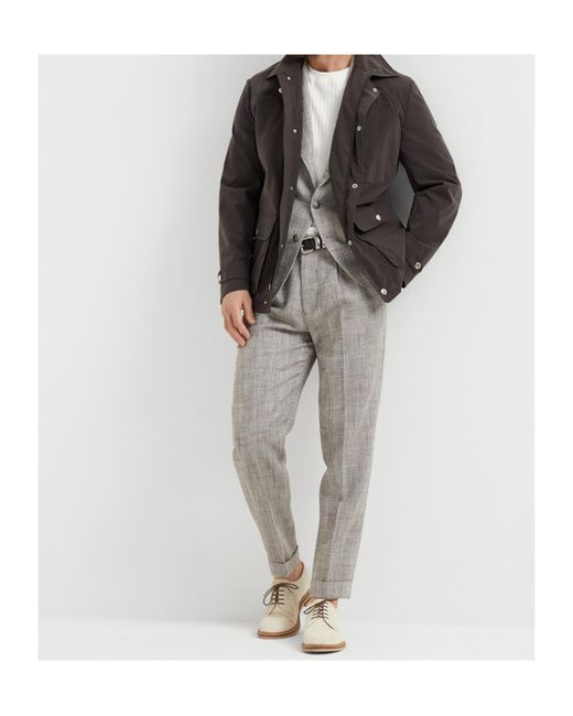 Brunello Cucinelli Gray Chevron Blazer for men