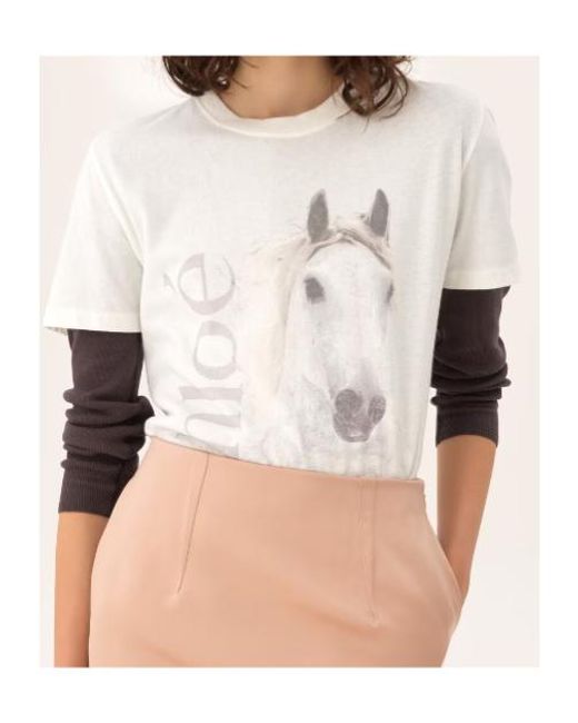Chloé White Chloé Crew-Neck Jersey Logo T-Shirt