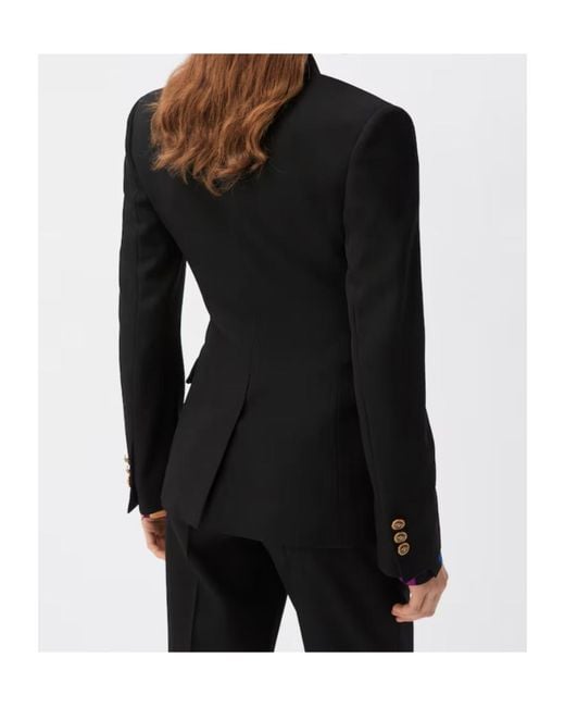 Versace Black Wool Grain De Poudre Blazer