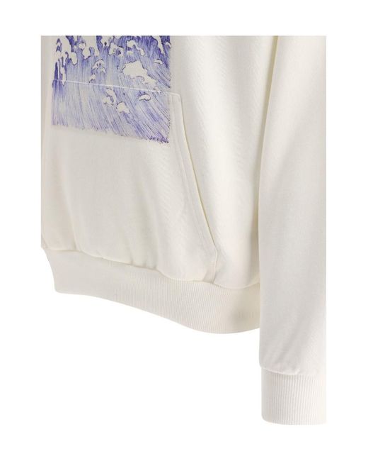 Céline White Loose Wave Hoodie for men