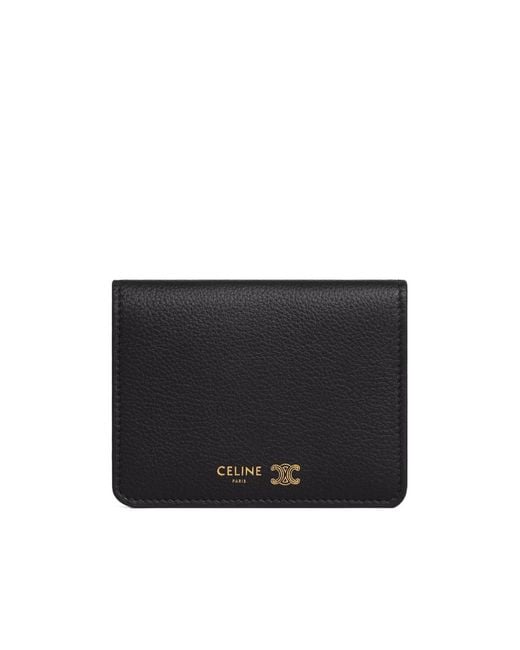 Céline Black Bi-Fold Card Holder Triomphe Stamp