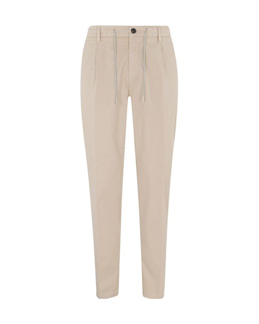 Eleventy Natural Drawstring Tapered Trousers for men