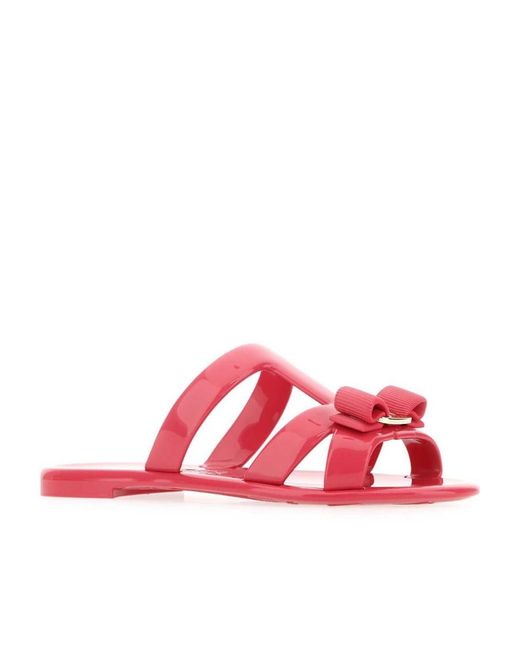 Ferragamo Red Logo Flat Slippers
