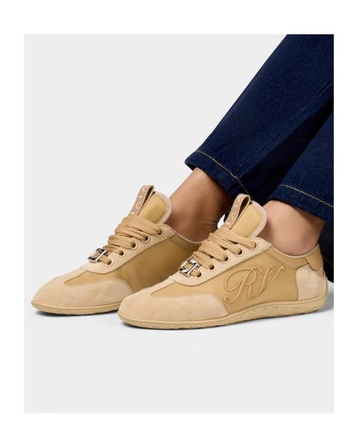 Roger Vivier Natural Viv Low Embroidered-Logo Sneakers