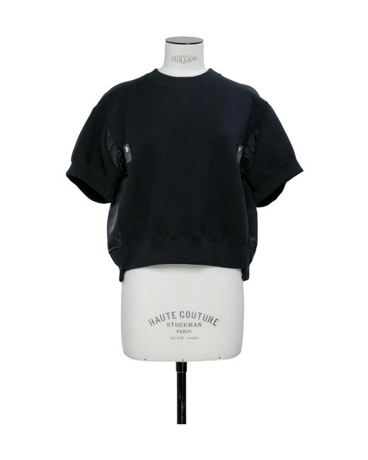 Sacai Black Short Sleeve Panelled T-Shirt