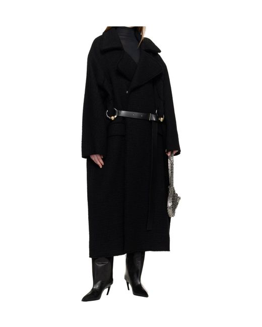 Jean Paul Gaultier Black Ring-Detail Belted Coat for men