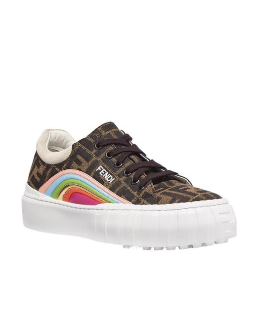 Fendi Brown Logo Low-Top Sneakers