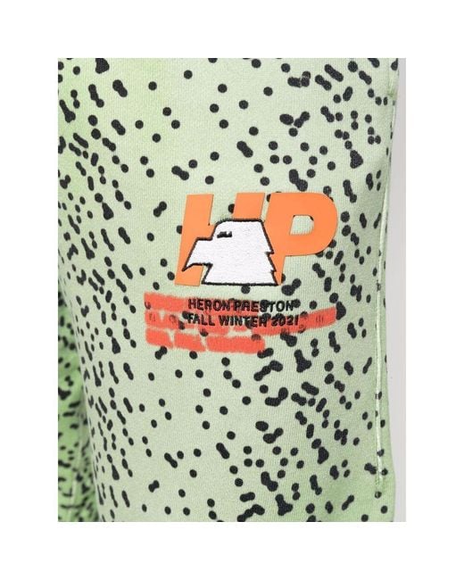 Heron Preston Green Printed Sweatpants for men