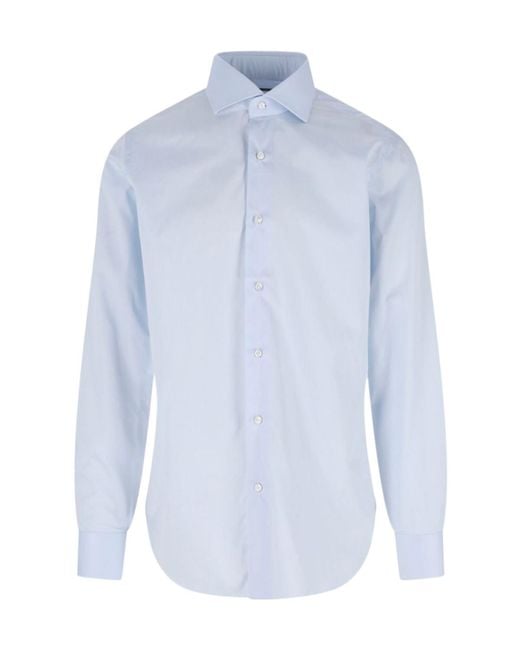 Barba Napoli Blue Regular Fit Dress Shirt for men