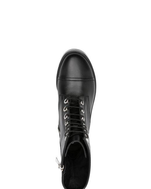 Casadei Black Round Toe Zipped Lace-Up Boots