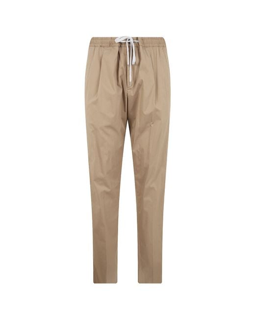 PT01 Natural Pleated Drawstring Trousers for men