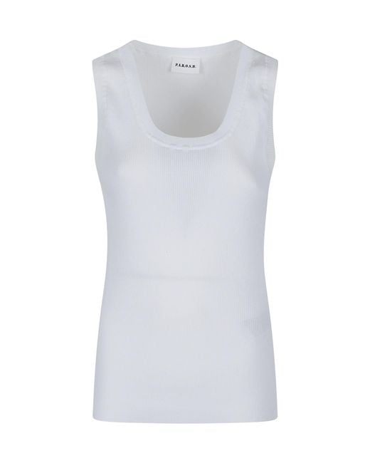 P.A.R.O.S.H. White Ribbed Tank Top