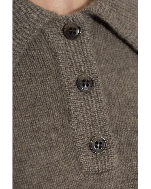 Lisa Yang Gray Etta Knitted Polo Shirt