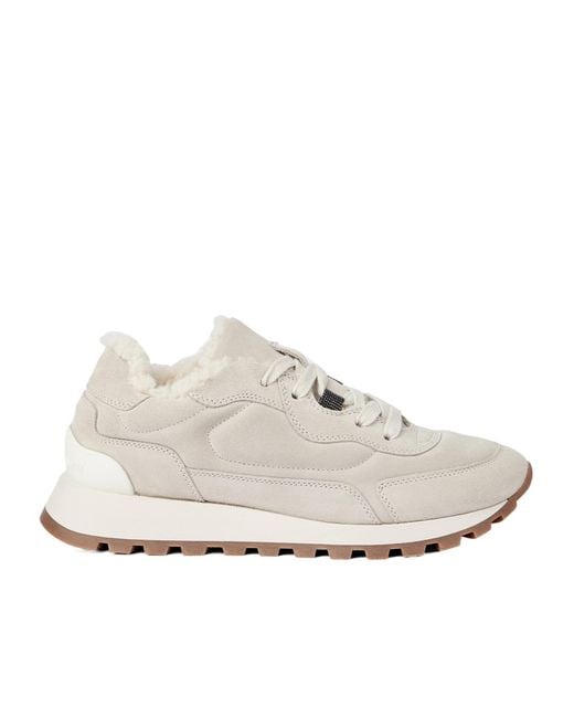Brunello Cucinelli White Monili-Detail Sneakers