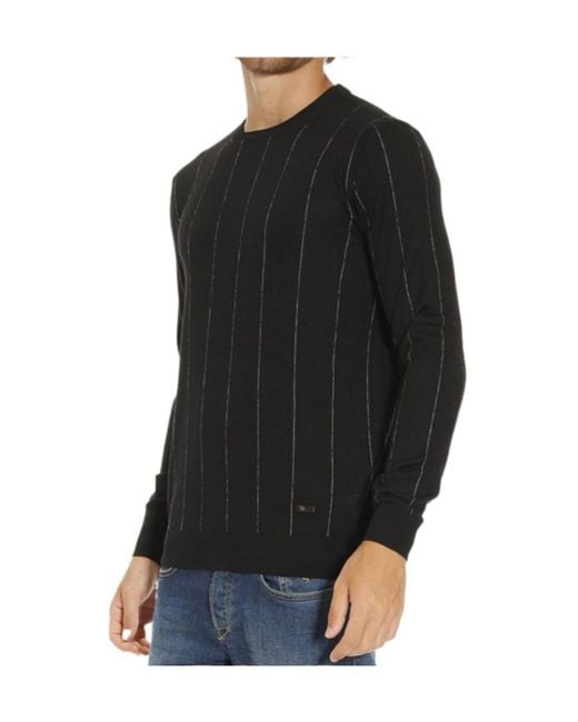 Armani Collezioni Black Striped Pullover for men