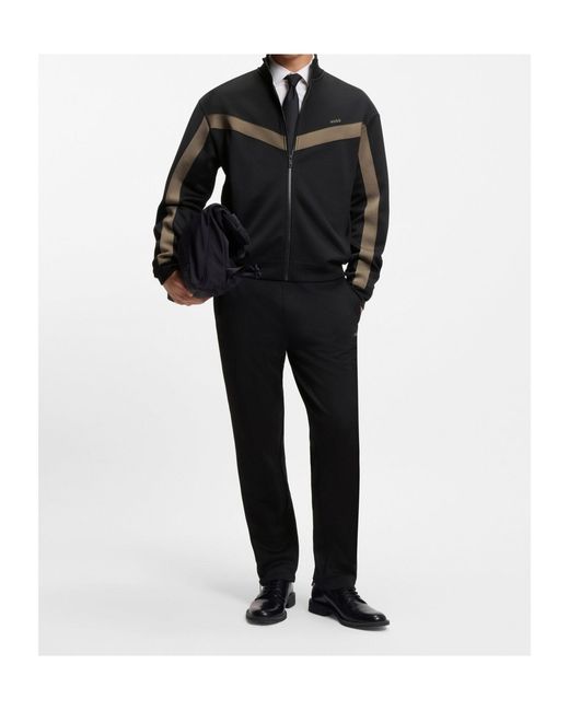 Boss Black Side-Stripe Drawstring Sweatpants for men