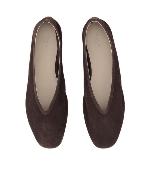 Le Monde Beryl Brown Suede Tapered-Toe Slippers
