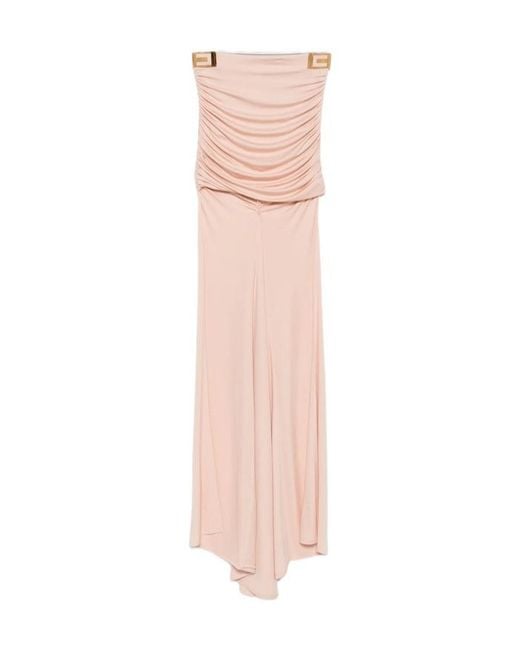 Elisabetta Franchi Pink Ruched Logo-Plaque Asymmetric Skirt