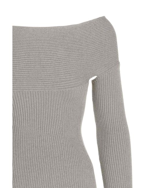 Khaite Gray Salma Open-Back Ribbed Top