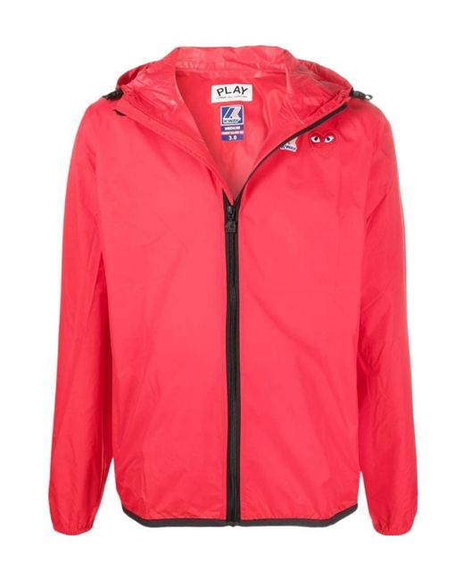 COMME DES GARÇONS PLAY Pink Comme Des Garçons Play X K-Way Logo Patch Zip-Up Jacket for men