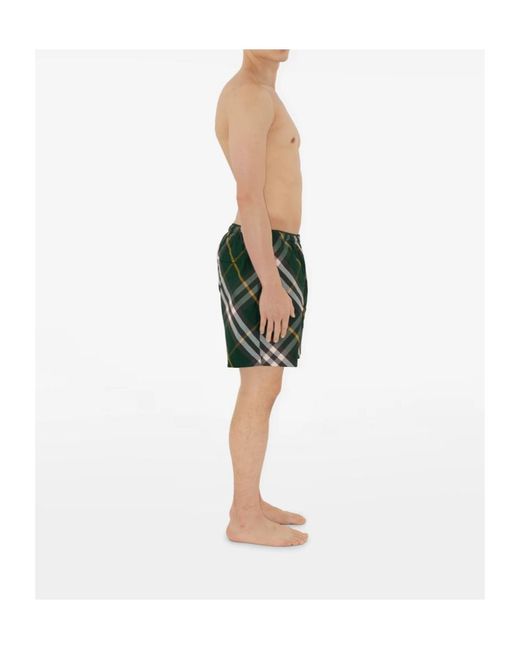 Burberry Green Check Motif Swim Shorts for men