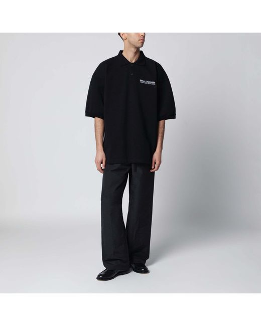 Willy Chavarria Black Short-Sleeved Polo Shirt for men