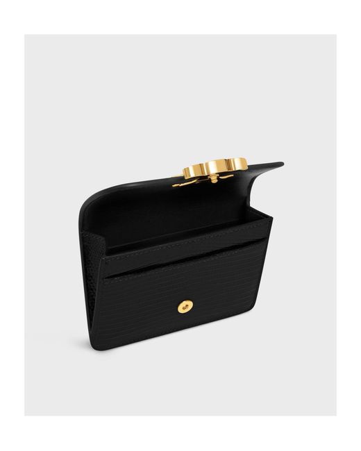 Céline Black Card Holder With Flap Triomphe