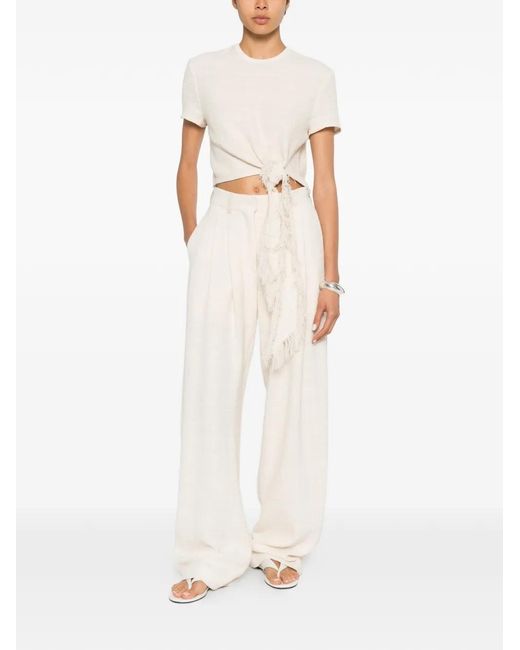 Nanushka White Mariel Frayed-Detail Top