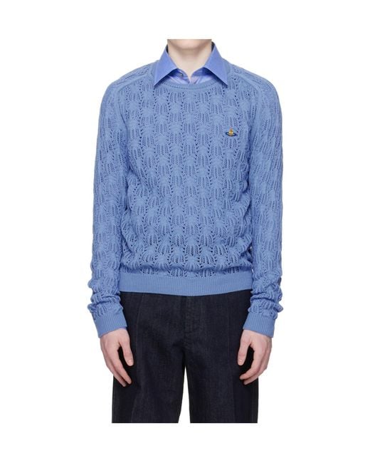Vivienne Westwood Blue Frost Crew Neck Sweater for men